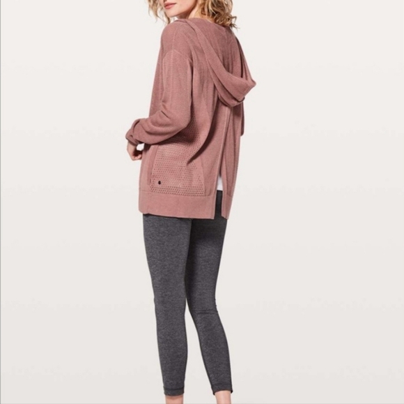 Lululemon Still Movement Wrap Knit Sweater Split Back Hood EUC - Picture 2 of 8